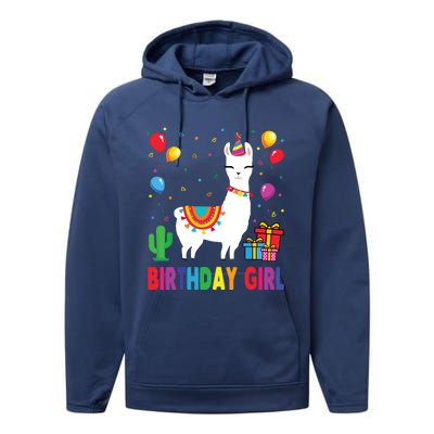 Cool Cute Alpaca Llama Cactus Birthday Girl Party Animal 3090 Performance Fleece Hoodie