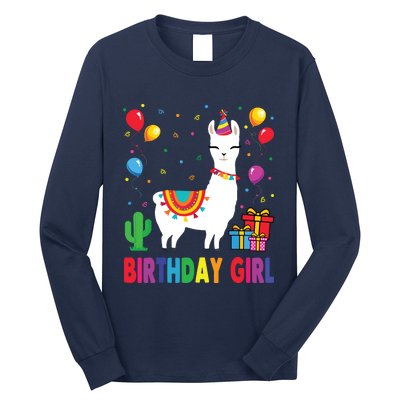 Cool Cute Alpaca Llama Cactus Birthday Girl Party Animal 3090 Long Sleeve Shirt