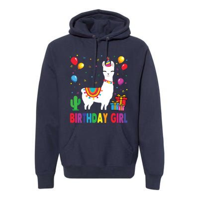 Cool Cute Alpaca Llama Cactus Birthday Girl Party Animal 3090 Premium Hoodie