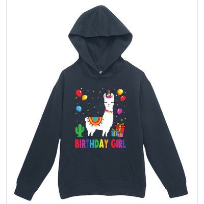 Cool Cute Alpaca Llama Cactus Birthday Girl Party Animal 3090 Urban Pullover Hoodie