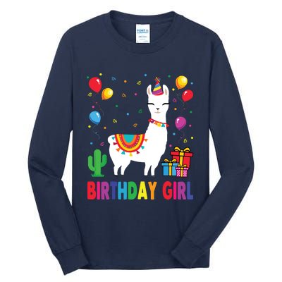 Cool Cute Alpaca Llama Cactus Birthday Girl Party Animal 3090 Tall Long Sleeve T-Shirt