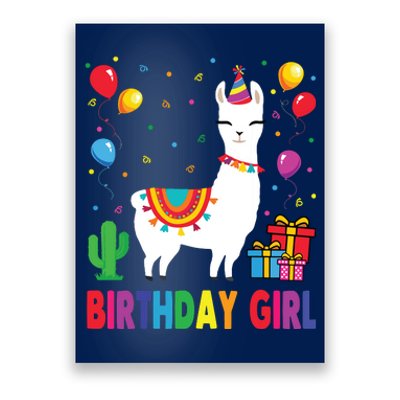 Cool Cute Alpaca Llama Cactus Birthday Girl Party Animal 3090 Poster