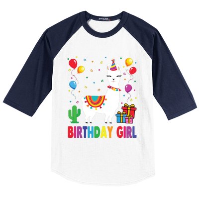 Cool Cute Alpaca Llama Cactus Birthday Girl Party Animal 3090 Baseball Sleeve Shirt