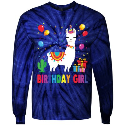 Cool Cute Alpaca Llama Cactus Birthday Girl Party Animal 3090 Tie-Dye Long Sleeve Shirt