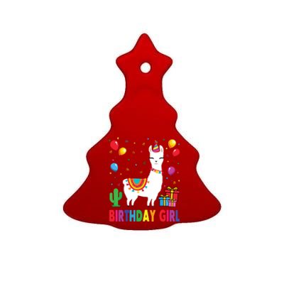 Cool Cute Alpaca Llama Cactus Birthday Girl Party Animal 3090 Ceramic Tree Ornament