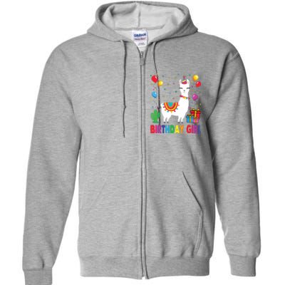 Cool Cute Alpaca Llama Cactus Birthday Girl Party Animal 3090 Full Zip Hoodie