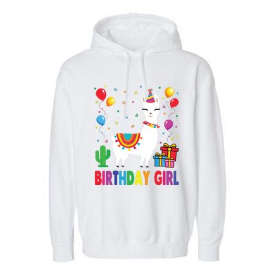 Cool Cute Alpaca Llama Cactus Birthday Girl Party Animal 3090 Garment-Dyed Fleece Hoodie