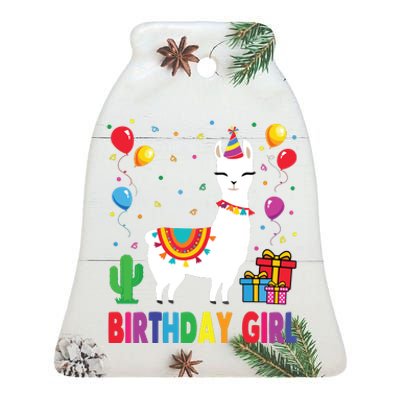 Cool Cute Alpaca Llama Cactus Birthday Girl Party Animal 3090 Ceramic Bell Ornament