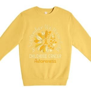 Childhood Cancer Awareness In September We Wear Gold Premium Crewneck Sweatshirt