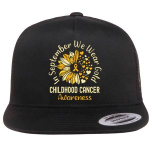 Childhood Cancer Awareness In September We Wear Gold Flat Bill Trucker Hat