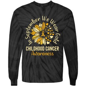 Childhood Cancer Awareness In September We Wear Gold Tie-Dye Long Sleeve Shirt