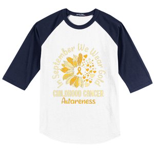 Childhood Cancer Awareness In September We Wear Gold Baseball Sleeve Shirt