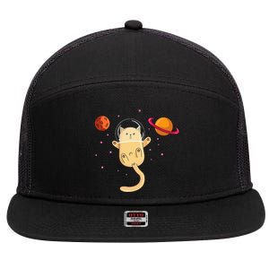 Chibi Cat Astronaut In Space 7 Panel Mesh Trucker Snapback Hat