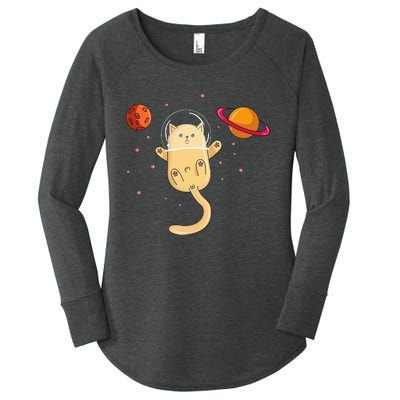 Chibi Cat Astronaut In Space Women's Perfect Tri Tunic Long Sleeve Shirt