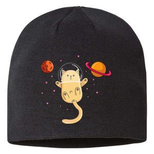 Chibi Cat Astronaut In Space Sustainable Beanie