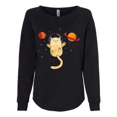 Chibi Cat Astronaut In Space Womens California Wash Sweatshirt