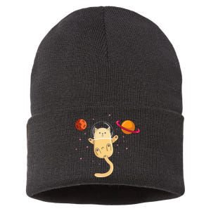 Chibi Cat Astronaut In Space Sustainable Knit Beanie