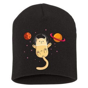 Chibi Cat Astronaut In Space Short Acrylic Beanie