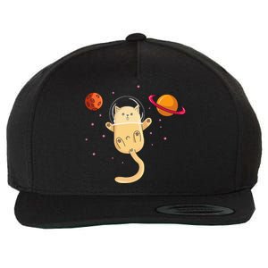 Chibi Cat Astronaut In Space Wool Snapback Cap