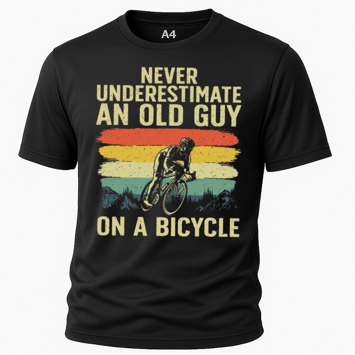 Cool Cycling Art For Grandpa Bicycle Riding Cycle Racing Cooling Performance Crew T-Shirt