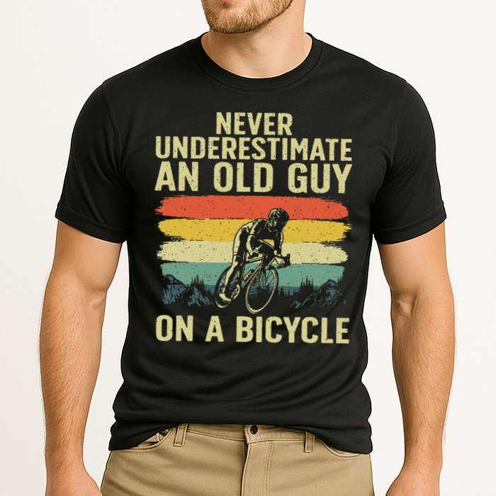 Cool Cycling Art For Grandpa Bicycle Riding Cycle Racing Cooling Performance Crew T-Shirt