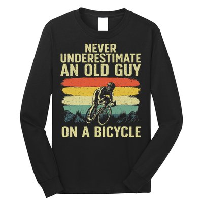 Cool Cycling Art For Grandpa Bicycle Riding Cycle Racing Long Sleeve Shirt
