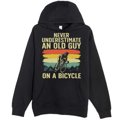 Cool Cycling Art For Grandpa Bicycle Riding Cycle Racing Premium Pullover Hoodie