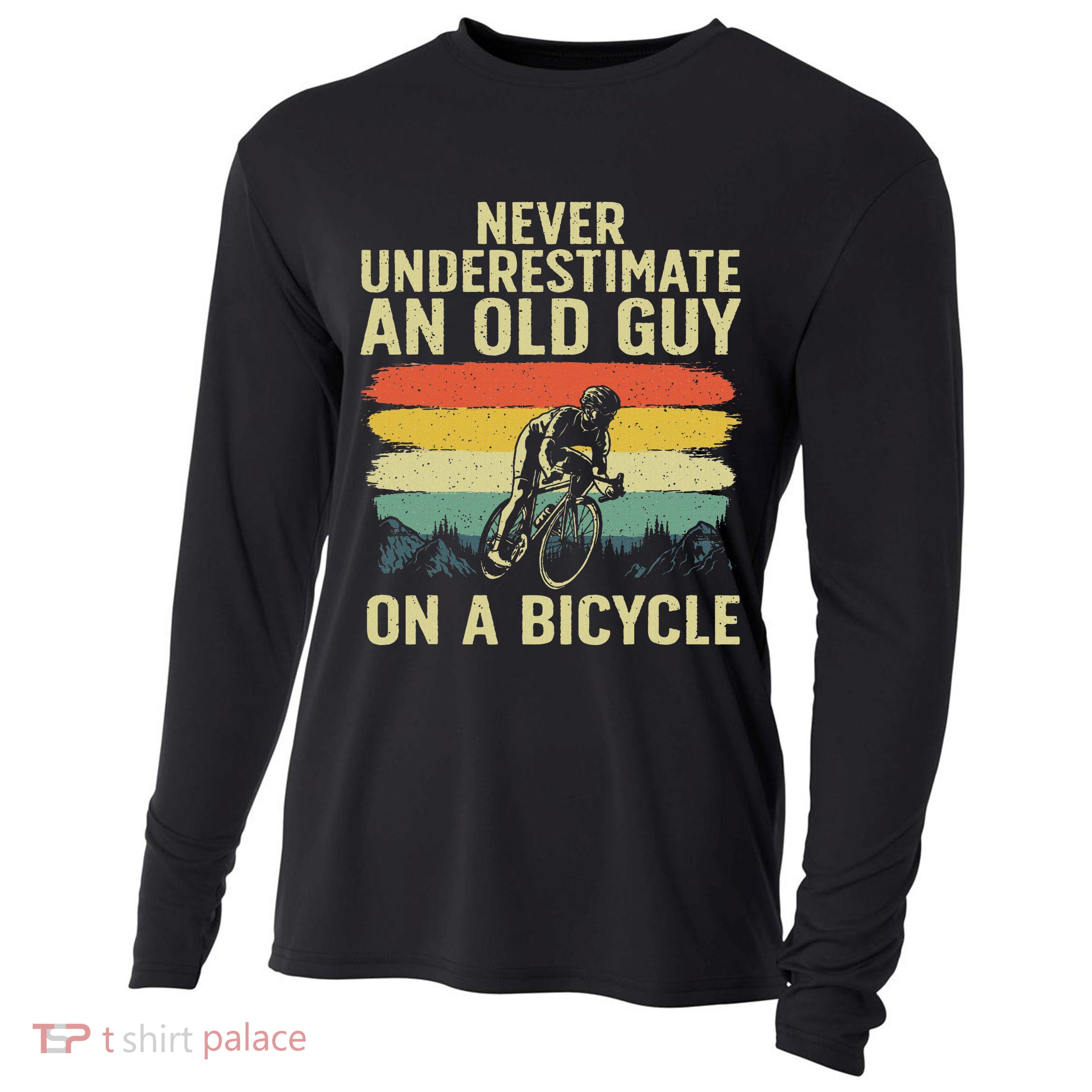 Cool Cycling Art For Grandpa Bicycle Riding Cycle Racing Cooling Performance Long Sleeve Crew