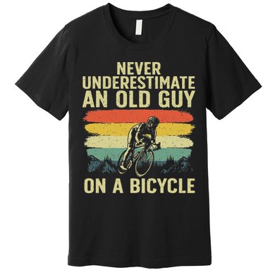 Cool Cycling Art For Grandpa Bicycle Riding Cycle Racing Premium T-Shirt