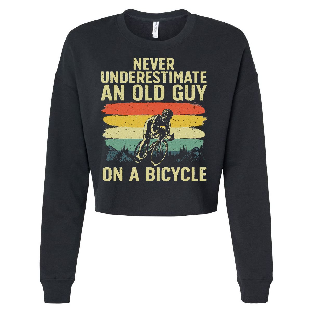 Cool Cycling Art For Grandpa Bicycle Riding Cycle Racing Cropped Pullover Crew