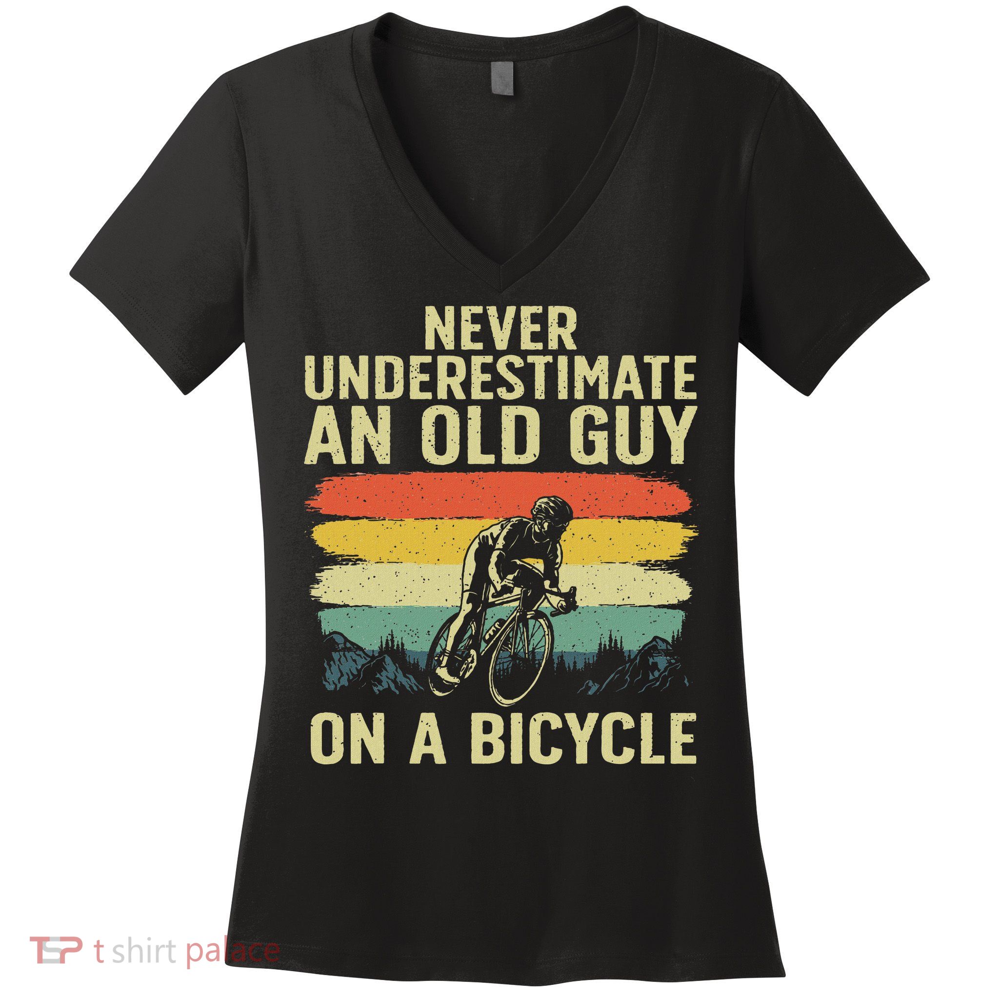 Cool Cycling Art For Grandpa Bicycle Riding Cycle Racing Women's V-Neck T-Shirt
