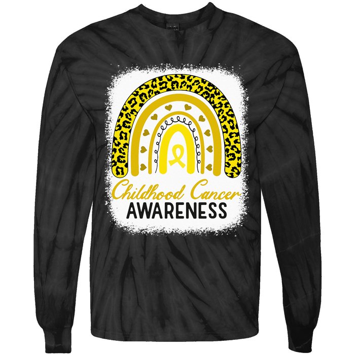 Childhood Cancer Awareness Hope Support Strong Warrior Tie-Dye Long Sleeve Shirt