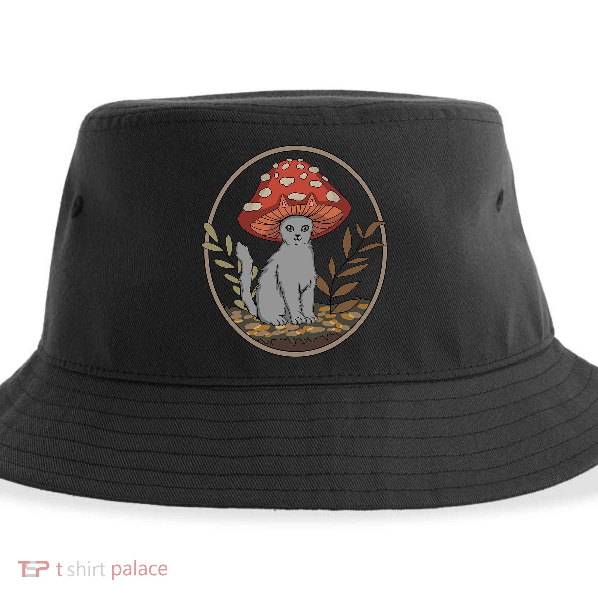 Cottagecore Cats Aesthetic Cat Mushroom Hat Kawaii Sustainable Bucket Hat