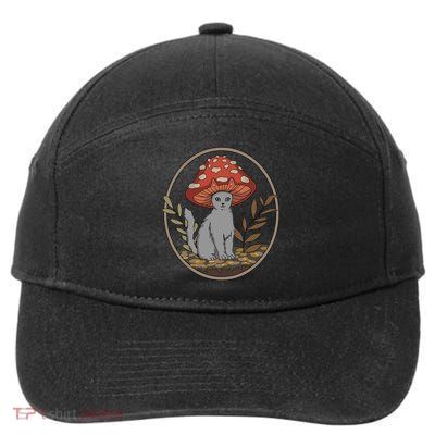 Cottagecore Cats Aesthetic Cat Mushroom Hat Kawaii 7-Panel Snapback Hat