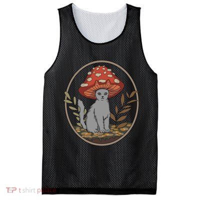 Cottagecore Cats Aesthetic Cat Mushroom Hat Kawaii Mesh Reversible Basketball Jersey Tank