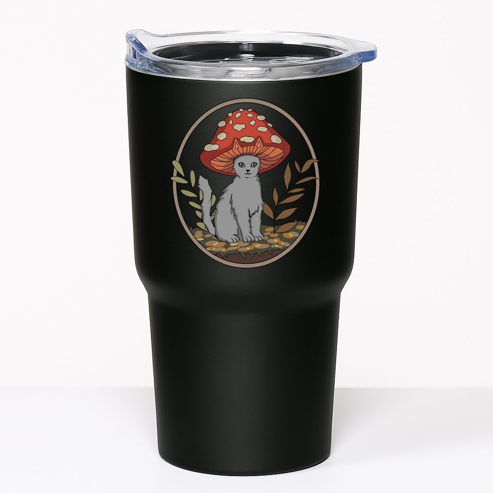 Cottagecore Cats Aesthetic Cat Mushroom Hat Kawaii Tumbler