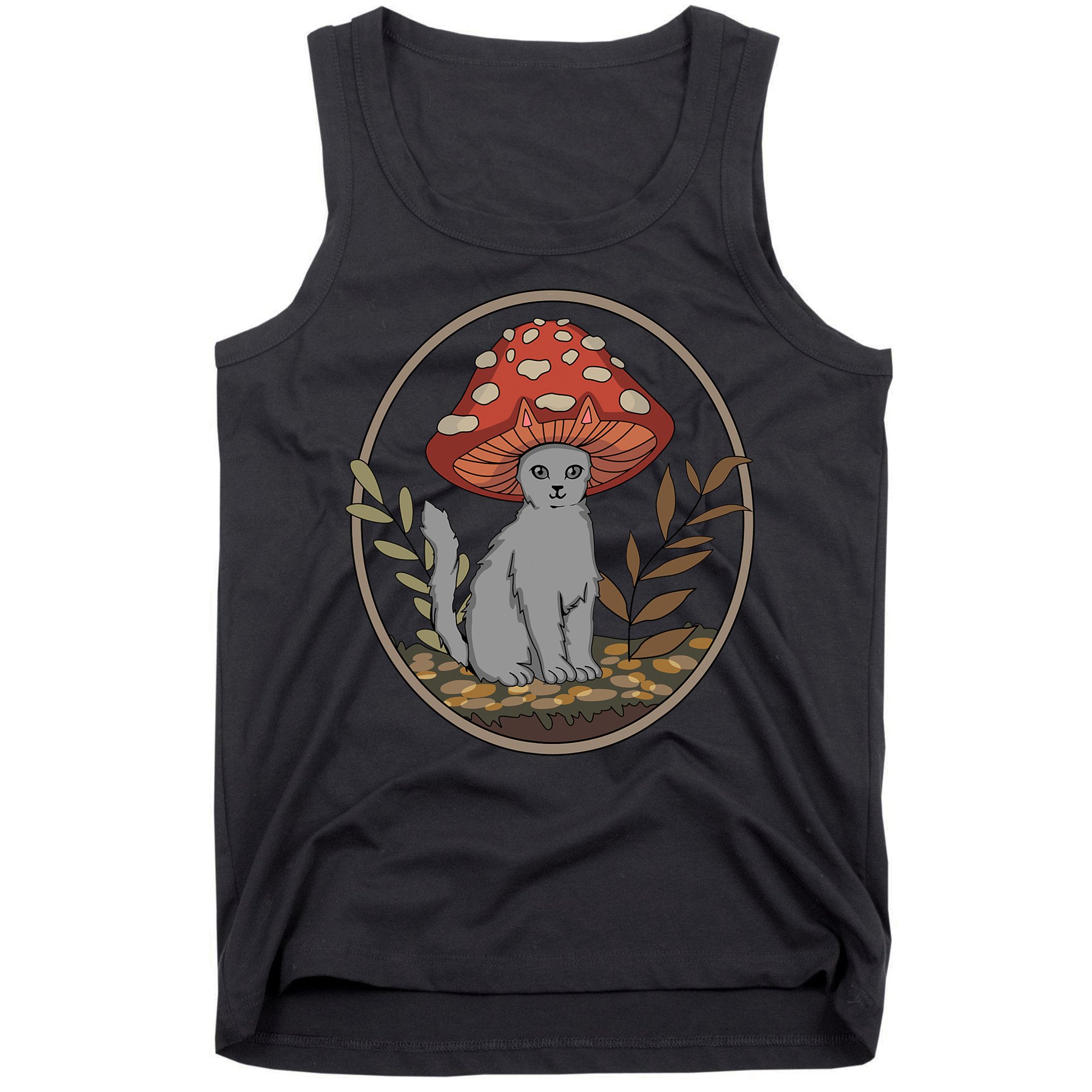 Cottagecore Cats Aesthetic Cat Mushroom Hat Kawaii Tank Top