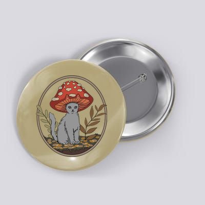 Cottagecore Cats Aesthetic Cat Mushroom Hat Kawaii Button