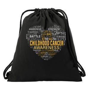 Childhood Cancer Awareness Hope Support Strong Warrior Drawstring Bag