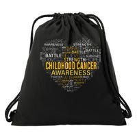 Childhood Cancer Awareness Hope Support Strong Warrior Drawstring Bag