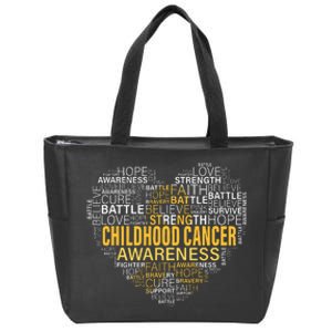 Childhood Cancer Awareness Hope Support Strong Warrior Zip Tote Bag