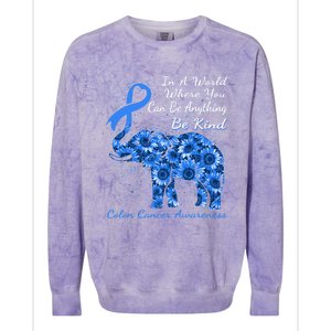 Colon Cancer Awareness Sunflower Elephant Be Kind Gift Colorblast Crewneck Sweatshirt