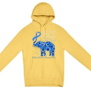 Colon Cancer Awareness Sunflower Elephant Be Kind Gift Premium Pullover Hoodie