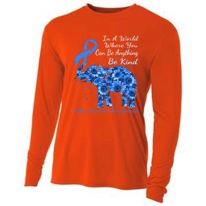 Colon Cancer Awareness Sunflower Elephant Be Kind Gift Cooling Performance Long Sleeve Crew