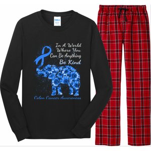 Colon Cancer Awareness Sunflower Elephant Be Kind Gift Long Sleeve Pajama Set