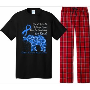 Colon Cancer Awareness Sunflower Elephant Be Kind Gift Pajama Set