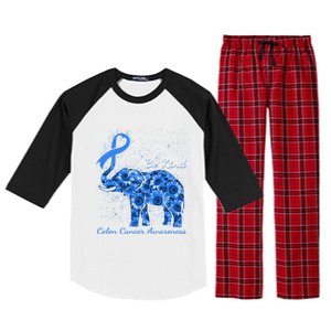 Colon Cancer Awareness Sunflower Elephant Be Kind Gift Raglan Sleeve Pajama Set