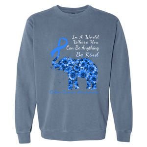 Colon Cancer Awareness Sunflower Elephant Be Kind Gift Garment-Dyed Sweatshirt