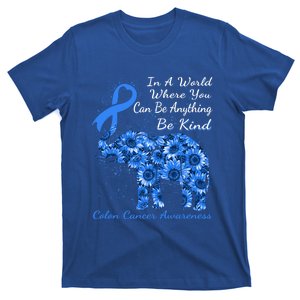 Colon Cancer Awareness Sunflower Elephant Be Kind Gift T-Shirt