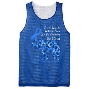 Colon Cancer Awareness Sunflower Elephant Be Kind Gift Mesh Reversible Basketball Jersey Tank